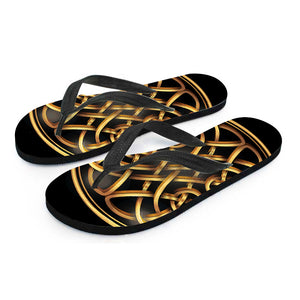 Golden Celtic Knot Print Flip Flops