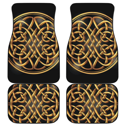 Golden Celtic Knot Print Front and Back Car Floor Mats