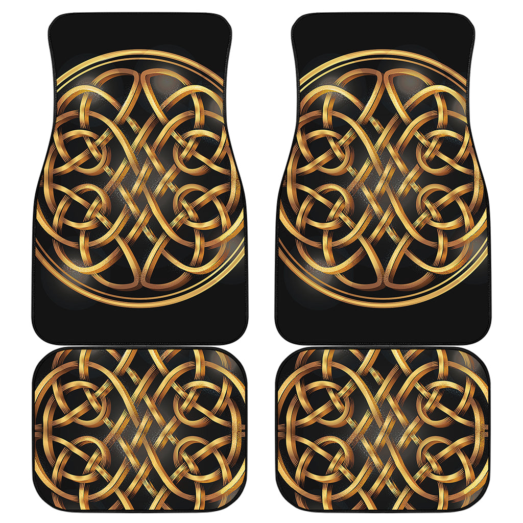 Golden Celtic Knot Print Front and Back Car Floor Mats