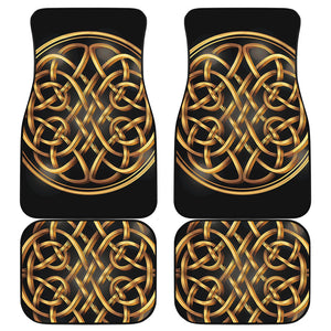 Golden Celtic Knot Print Front and Back Car Floor Mats