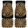 Golden Celtic Knot Print Front and Back Car Floor Mats