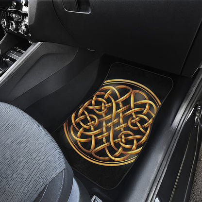 Golden Celtic Knot Print Front and Back Car Floor Mats
