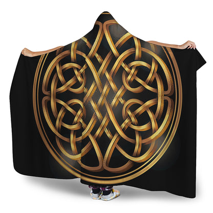 Golden Celtic Knot Print Hooded Blanket