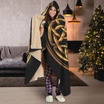 Golden Celtic Knot Print Hooded Blanket