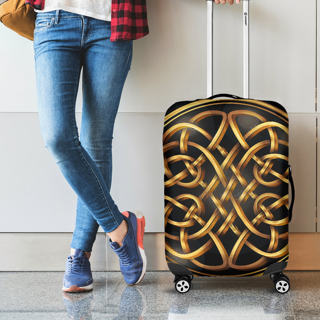 Golden Celtic Knot Print Luggage Cover
