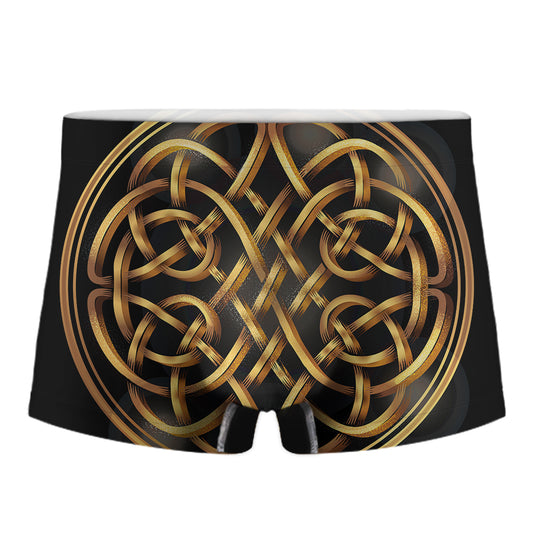 Golden Celtic Knot Print Men's Boxer Briefs