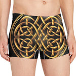 Golden Celtic Knot Print Men's Boxer Briefs