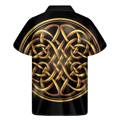 Golden Celtic Knot Print Men's Short Sleeve Shirt