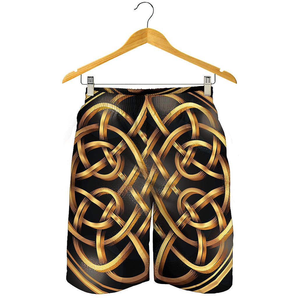 Golden Celtic Knot Print Men's Shorts