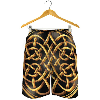 Golden Celtic Knot Print Men's Shorts