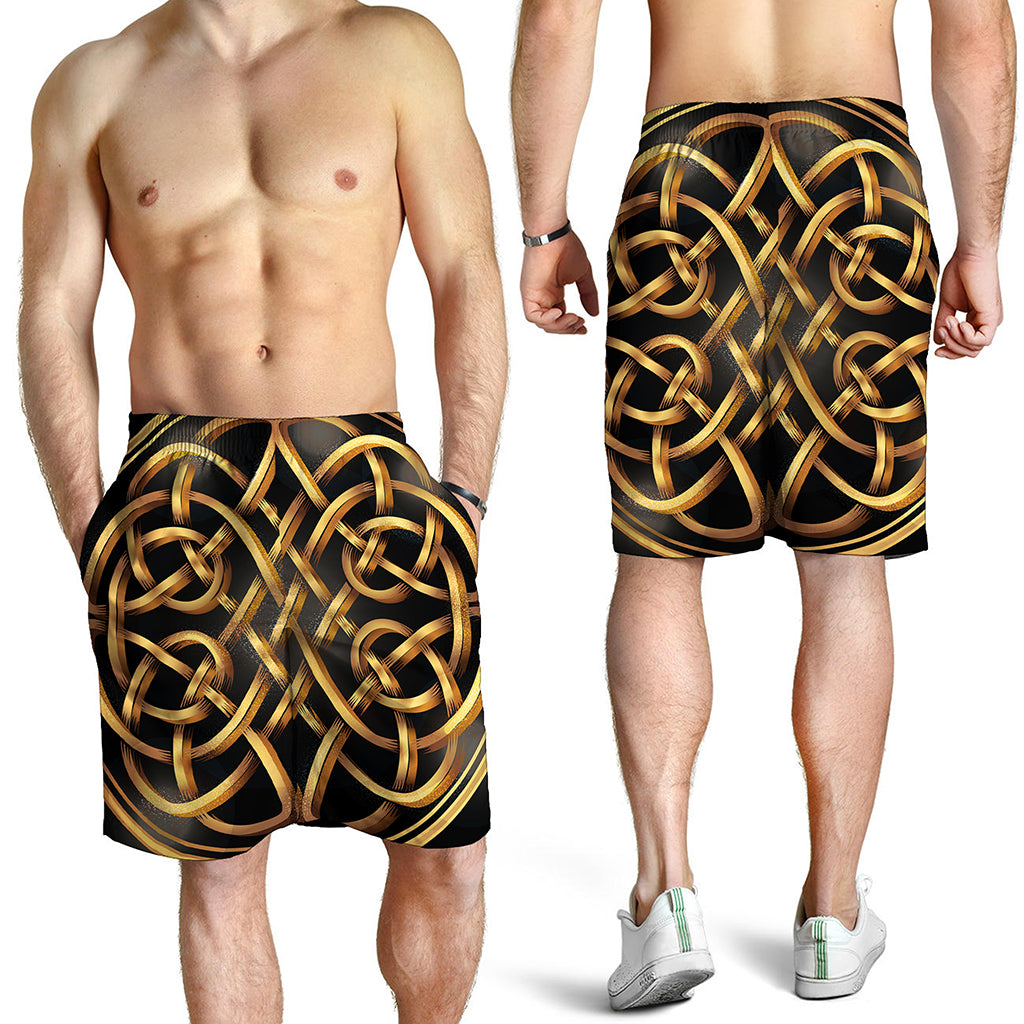 Golden Celtic Knot Print Men's Shorts
