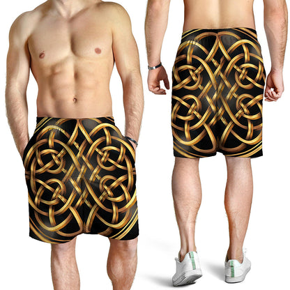 Golden Celtic Knot Print Men's Shorts