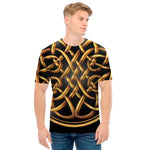 Golden Celtic Knot Print Men's T-Shirt