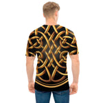 Golden Celtic Knot Print Men's T-Shirt