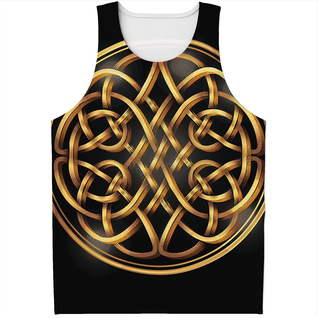Golden Celtic Knot Print Men's Tank Top