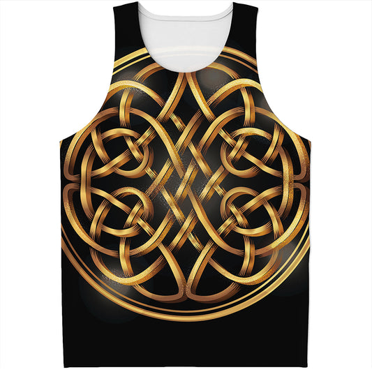 Golden Celtic Knot Print Men's Tank Top