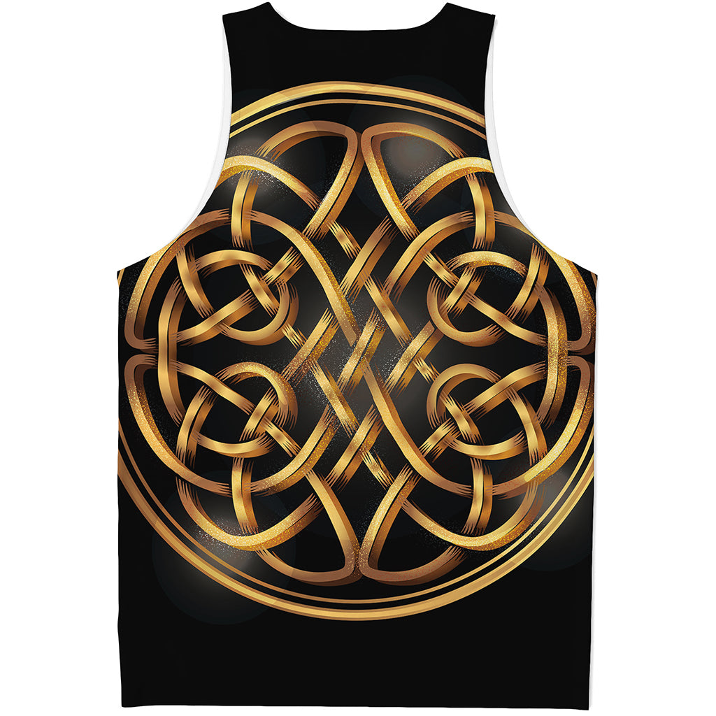 Golden Celtic Knot Print Men's Tank Top