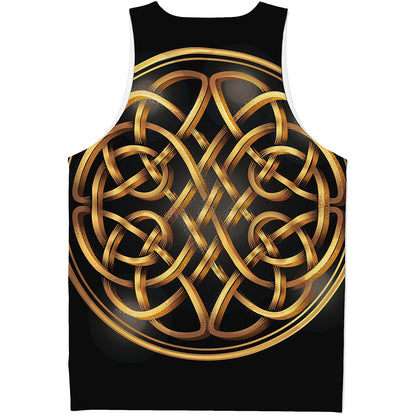 Golden Celtic Knot Print Men's Tank Top