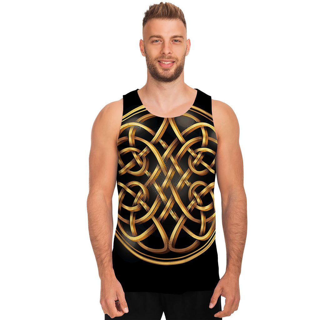 Golden Celtic Knot Print Men's Tank Top