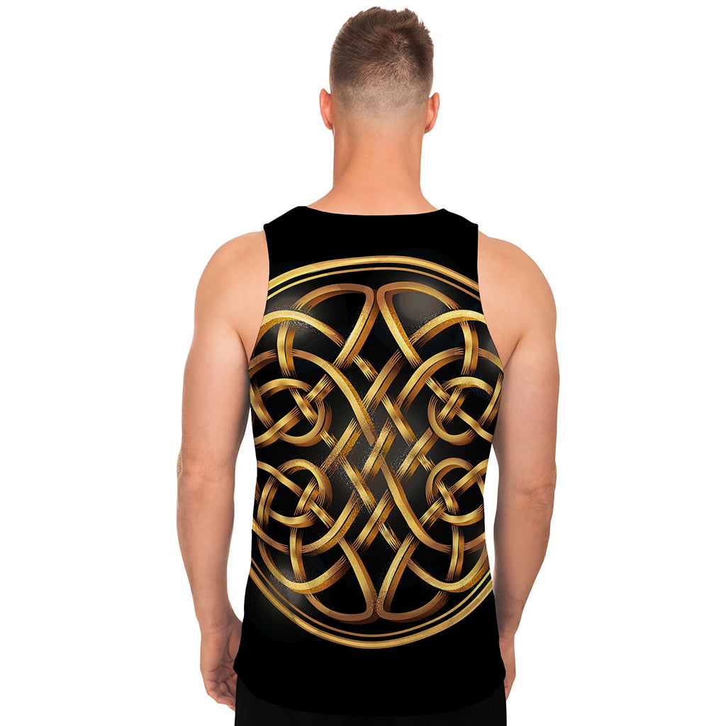 Golden Celtic Knot Print Men's Tank Top