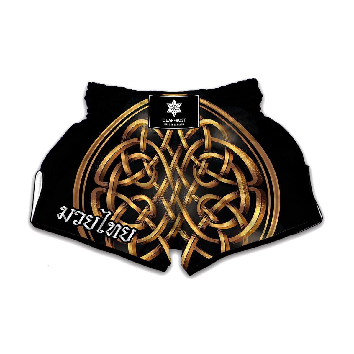 Golden Celtic Knot Print Muay Thai Boxing Shorts