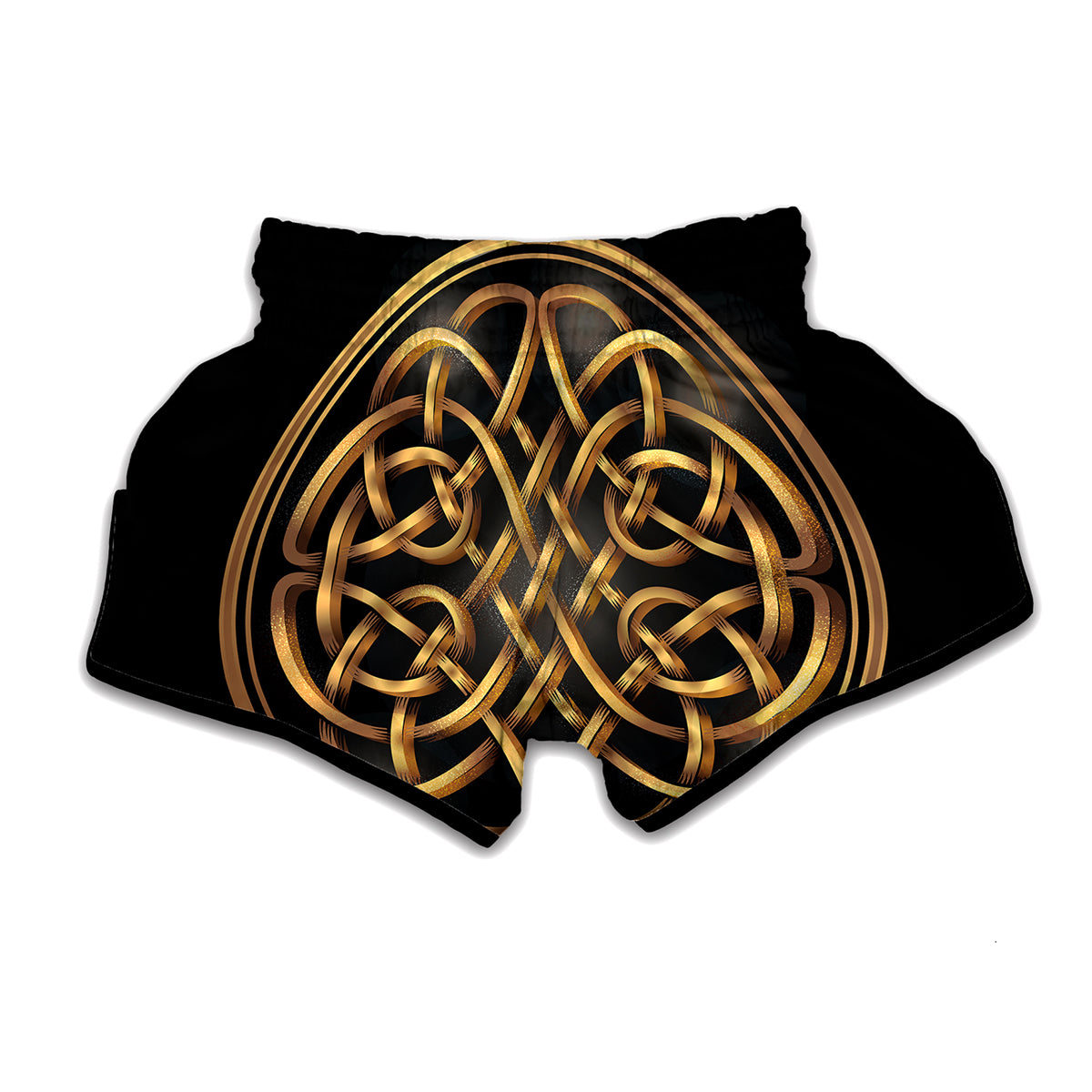 Golden Celtic Knot Print Muay Thai Boxing Shorts