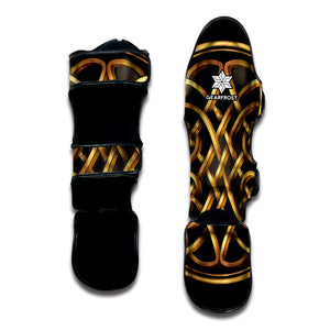 Golden Celtic Knot Print Muay Thai Shin Guard