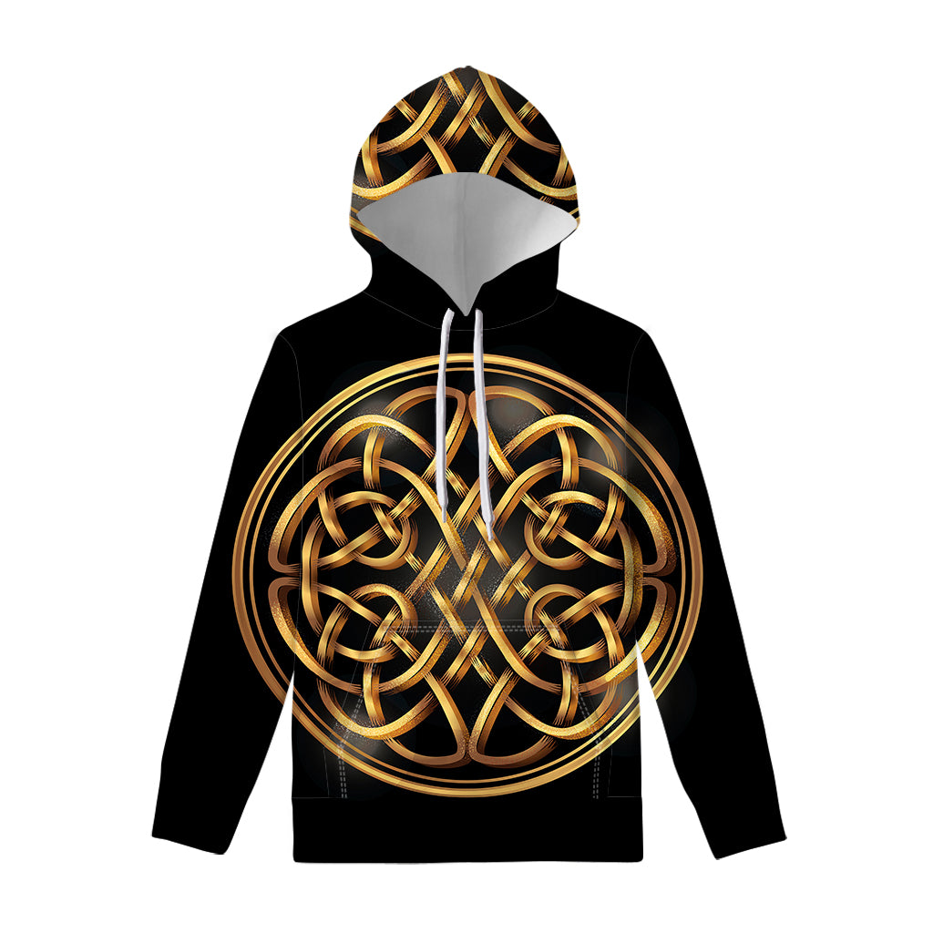 Golden Celtic Knot Print Pullover Hoodie
