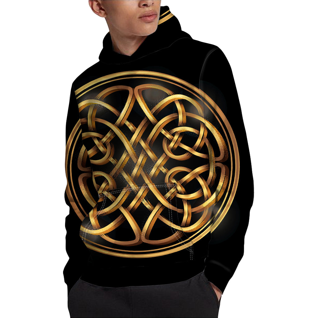 Golden Celtic Knot Print Pullover Hoodie