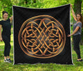Golden Celtic Knot Print Quilt