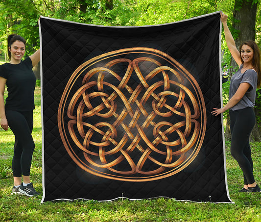 Golden Celtic Knot Print Quilt