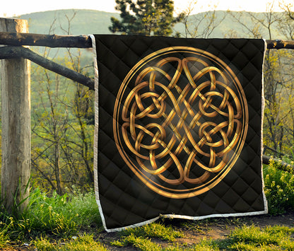 Golden Celtic Knot Print Quilt