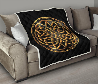 Golden Celtic Knot Print Quilt
