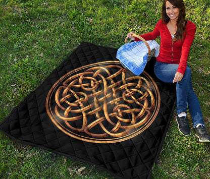 Golden Celtic Knot Print Quilt