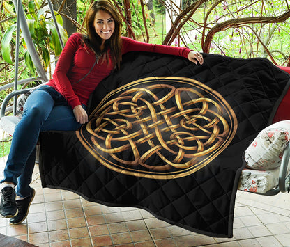 Golden Celtic Knot Print Quilt