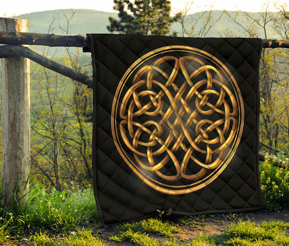 Golden Celtic Knot Print Quilt