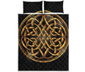 Golden Celtic Knot Print Quilt Bed Set