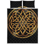 Golden Celtic Knot Print Quilt Bed Set