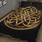 Golden Celtic Knot Print Quilt Bed Set