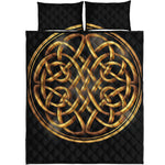 Golden Celtic Knot Print Quilt Bed Set