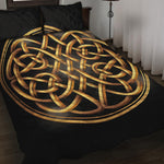 Golden Celtic Knot Print Quilt Bed Set