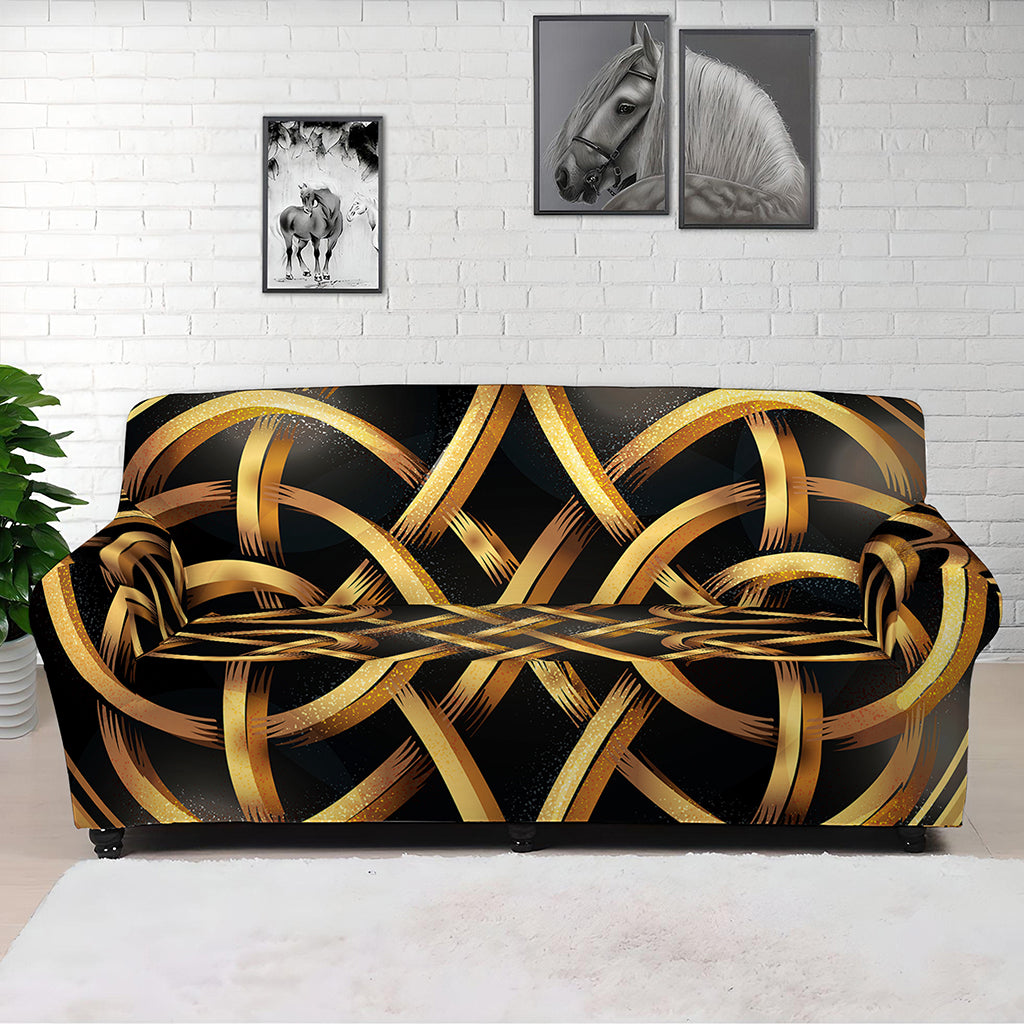 Golden Celtic Knot Print Sofa Cover