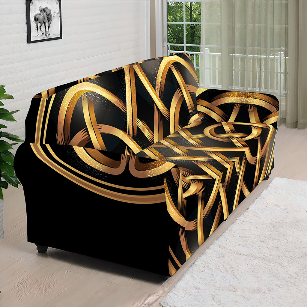 Golden Celtic Knot Print Sofa Cover