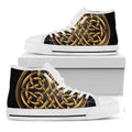 Golden Celtic Knot Print White High Top Sneakers