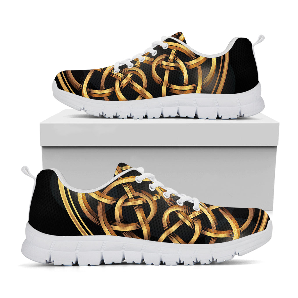 Golden Celtic Knot Print White Sneakers