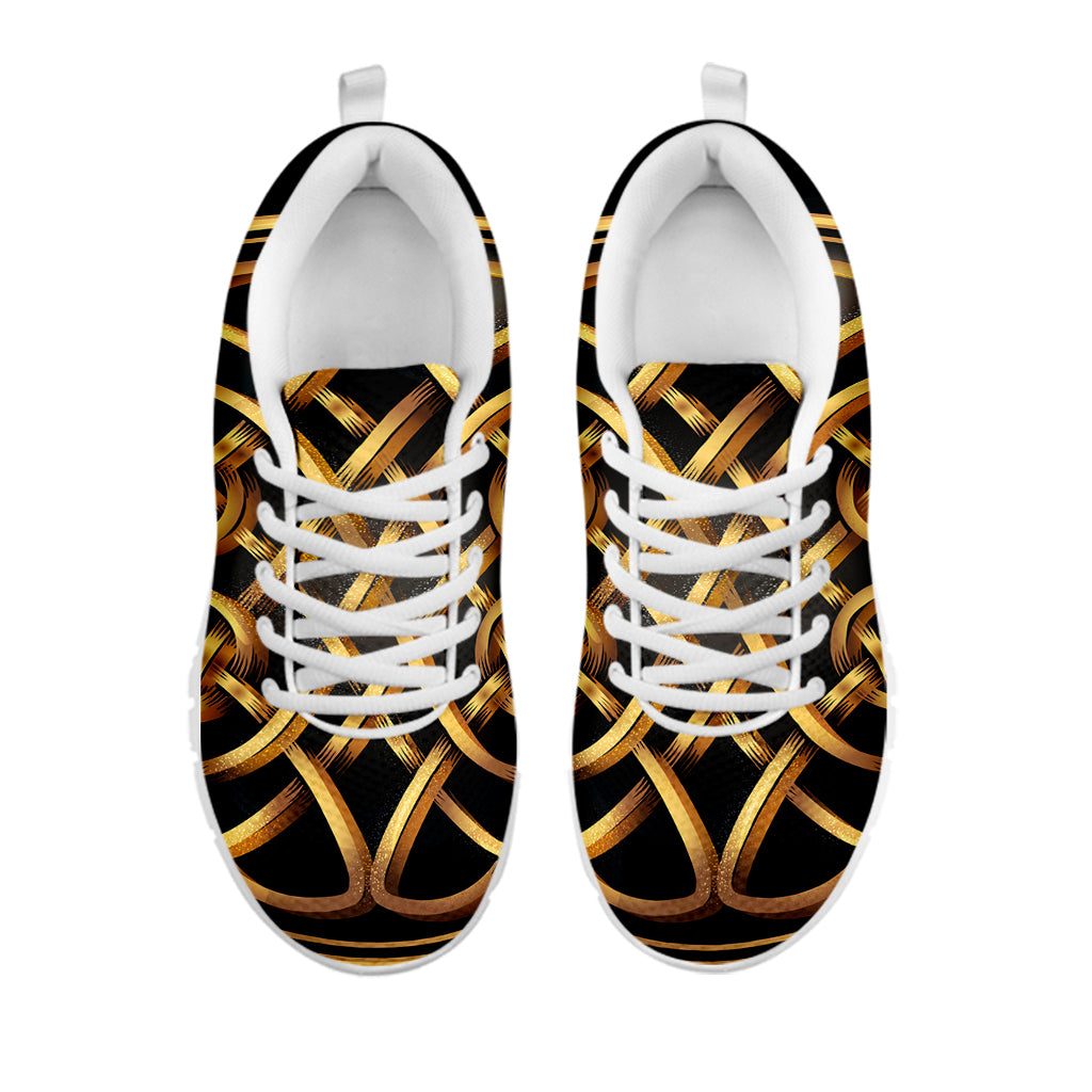 Golden Celtic Knot Print White Sneakers