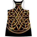 Golden Celtic Knot Print Women's Racerback Tank Top