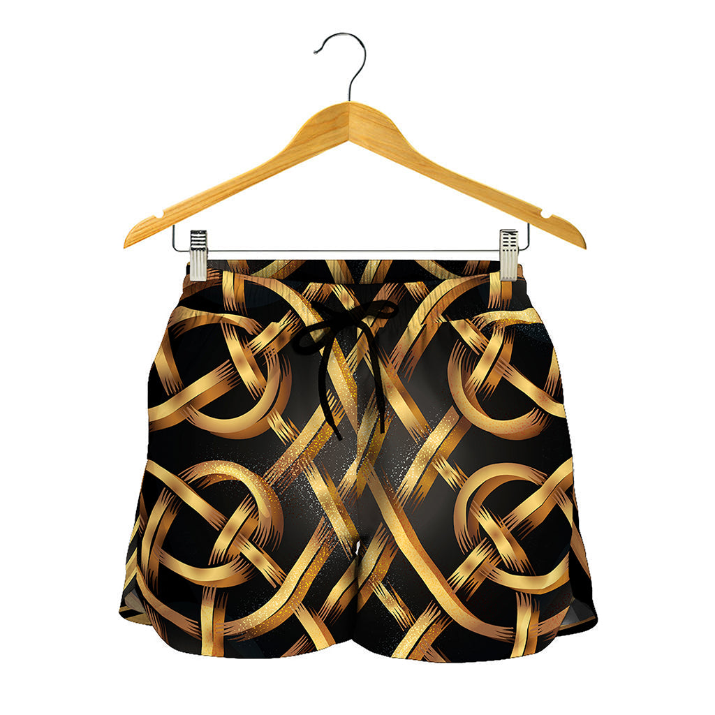 Golden Celtic Knot Print Women's Shorts