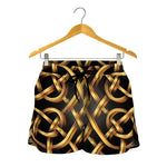 Golden Celtic Knot Print Women's Shorts