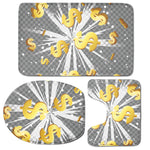 Golden Dollar Sign Explosion Print 3 Piece Bath Mat Set